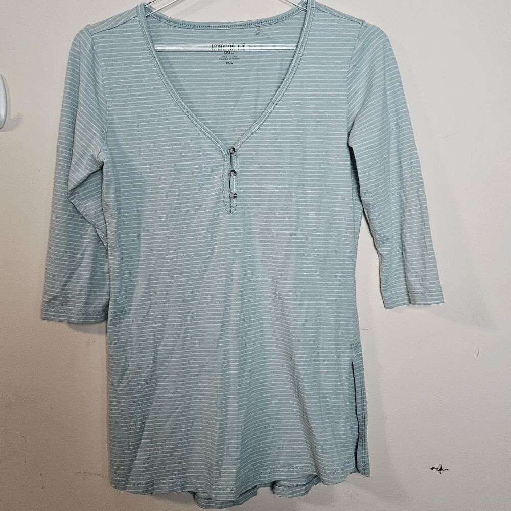 Toad&Co Tamaya Tres Tunic Top 3/4 Sleeves T1252900 Women's Stripe Green/White Si